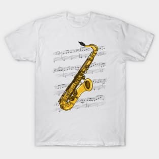 Saxophone Sax Player Saxophonist Jazz Musician (Colour) T-Shirt